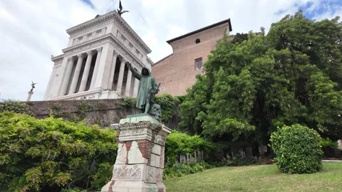 View of Santa Maria in Aracoeli church and the Vittoriano monument in Rome Italy Stock Footage 338010553