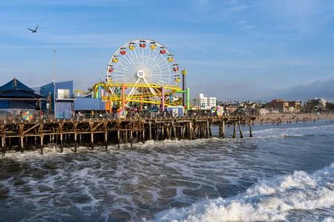 View of Santa Monica Pier, Los Angeles California Stock Photos