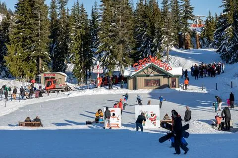 A view of Santas Workshop building at the Peak of Vancouver Stock Photos