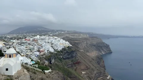 View of Santorini Greece wide angle Stock Footage 241756579