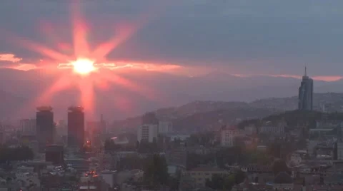 View of Sarajevo 11 at dawn Video stock 8661982