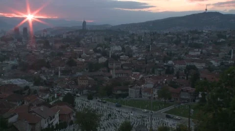View of Sarajevo 15 at dawn 스톡 동영상 8662064