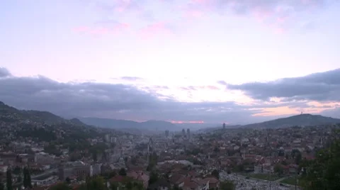 View of Sarajevo 16 at dawn 스톡 동영상 8662094