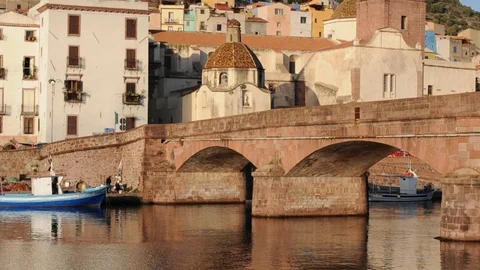 View of sardinian city Bosa Video stock 86242200