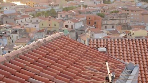 View of sardinian city Bosa Stock Footage 86242579