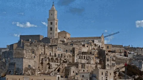 View of Sassi Barisano, old Matera. European Capital of Culture Stock Footage 108507665
