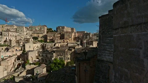 View of Sassi Barisano, old Matera. European Capital of Culture Stock Footage 108508873