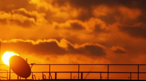 View of satellite dish and sunset sky Stock-Footage 51767926