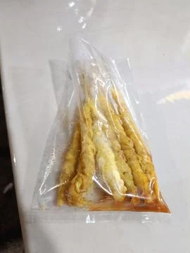 View of savory egg rolls and rice noodle rolls Stock Photos
