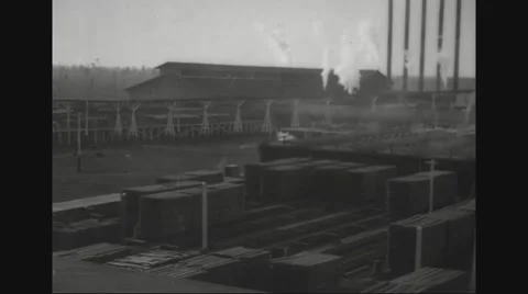 View of sawmill and timber yard Stock Footage 43310473