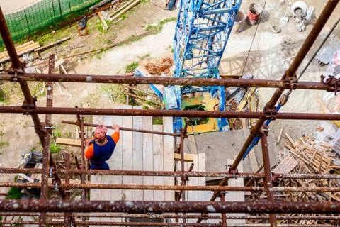 View from scaffold above on construction site Stock Photos