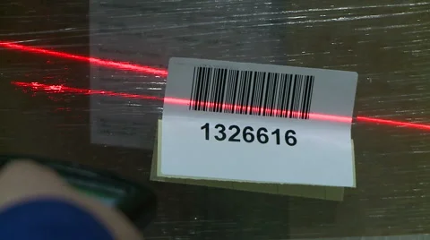 View of scanning box with laser barcode reader Stock-Footage 60122523