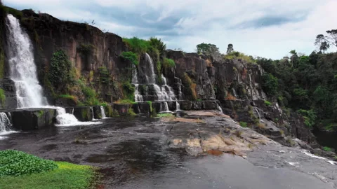 View scene stunning waterfall in  rainforest Pongour near Da Lat city, Vietnam Stock-Footage 234986919