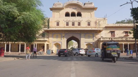 View of scenic gate on Tulsi Marg at Gangori Bazaar Stock Footage 101587551