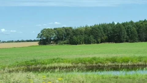 View of scenic landscape seen from moving train Stock Footage 282775322