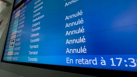 A view of Schedule board at Vancouver International Airport Stock Footage 227560458