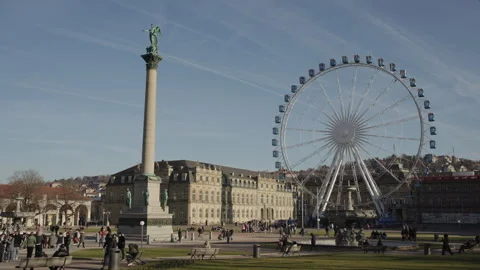 View of Schlossplatz in central Stuttgart, Germany Stock Footage 340333251