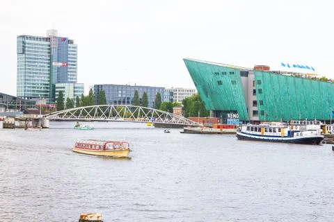 View of the Science Center Nemo building, Amsterdam Stockfoto's