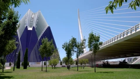 View of the Science Museum from Turia Park in Valencia Stock Footage 159168086