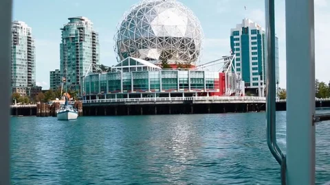 View of science world from the water Stock Footage 79579217
