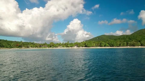 View of Scott beach, Caneel Bay, St John Stock Footage 66364295