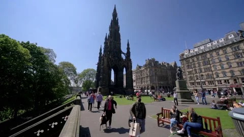 View of the Scott Monument in Edinburgh Stock Footage 156163607