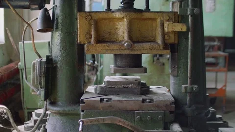 View of screw of old screw machine in metal workshop from bottom to top Stock Footage 95893334