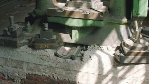View of screw press machinep in metal workshop from bottom to top Stock Footage 95853189