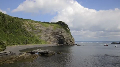 View of the sea and clear sky at Cape Taibusamisaki, Chiba Prefecture, Japan Stock-Footage 67667789