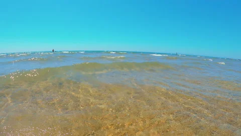 View of the sea and some waves. Outside and underwater. Stock Footage 149222119