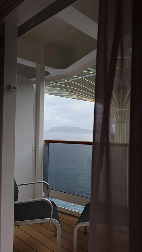 View of sea and waves view from the height. Skyline and coastline. Vertical Stock Footage 270748066