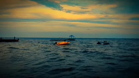 A view of the sea appearing calm Stock Footage 343196212