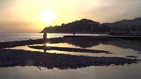 View of the sea beach coastline Stock Footage 299474855