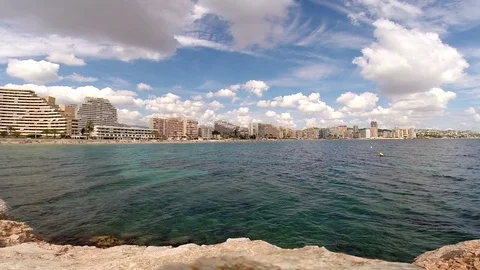 View from the sea on the calpe, spain. Video stock 84882009