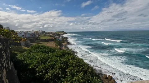 View of the sea from Castillo San Cristóbal fort in puerto rico Video stock 276864501