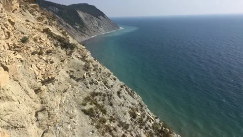 View of the sea from a cliff Stock Footage 251066304