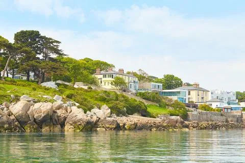 View from the sea to the county of Dalkey, Ireland Stock Photos