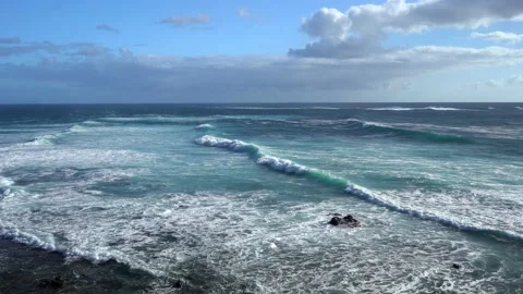 View of the sea current from the Jandia Lighthouse. Fuerteventura Stock Footage 136819640