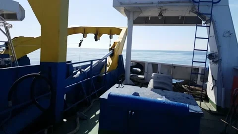 View of the sea from the deck of the ship Stock Footage 138300404