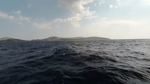 View of the sea in flight from the bow during navigation Stock Footage 95835650