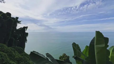 View of the sea from a high mountain from an observation deck. Stock Footage 303359238