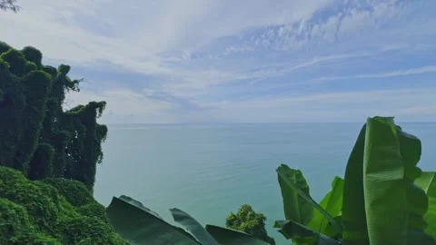 View of the sea from a high mountain from an observation deck. Stock-Footage 305262722