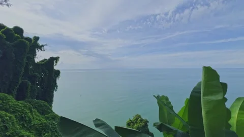 View of the sea from a high mountain from an observation deck. Stock-Footage 306017692