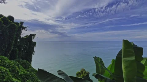 View of the sea from a high mountain from an observation deck. 動画素材 306451860
