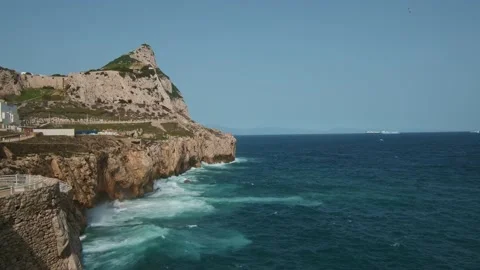 View of the sea hitting the rocks of the Strait of Gibraltar Stock Footage 170514490