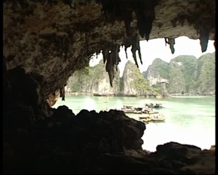 View Of Sea From Inside Of Cave Stock Footage 7988929