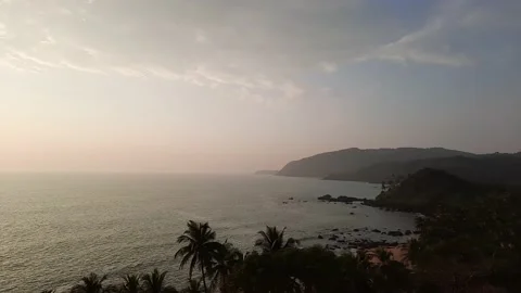 View of the sea from the mountain, goa beach view in mountain,  cola beach view Stock Footage 157895016