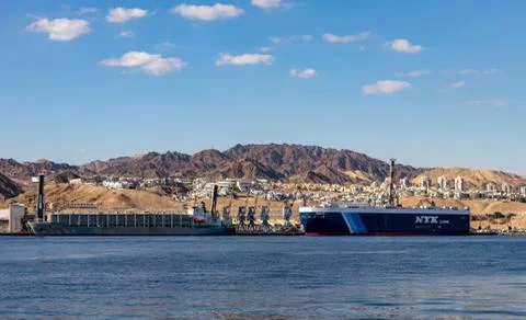 View from the sea to the port of Eilat Stock-Fotos