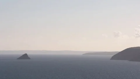 View of sea off Roseland Peninsula Cornwall, UK, including Gull Rock Stock Footage 72598595
