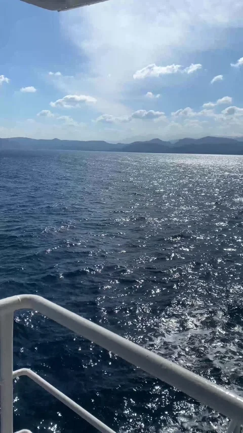 A view of the sea from a ship. Vertical video for social networks Stock Footage 287236549